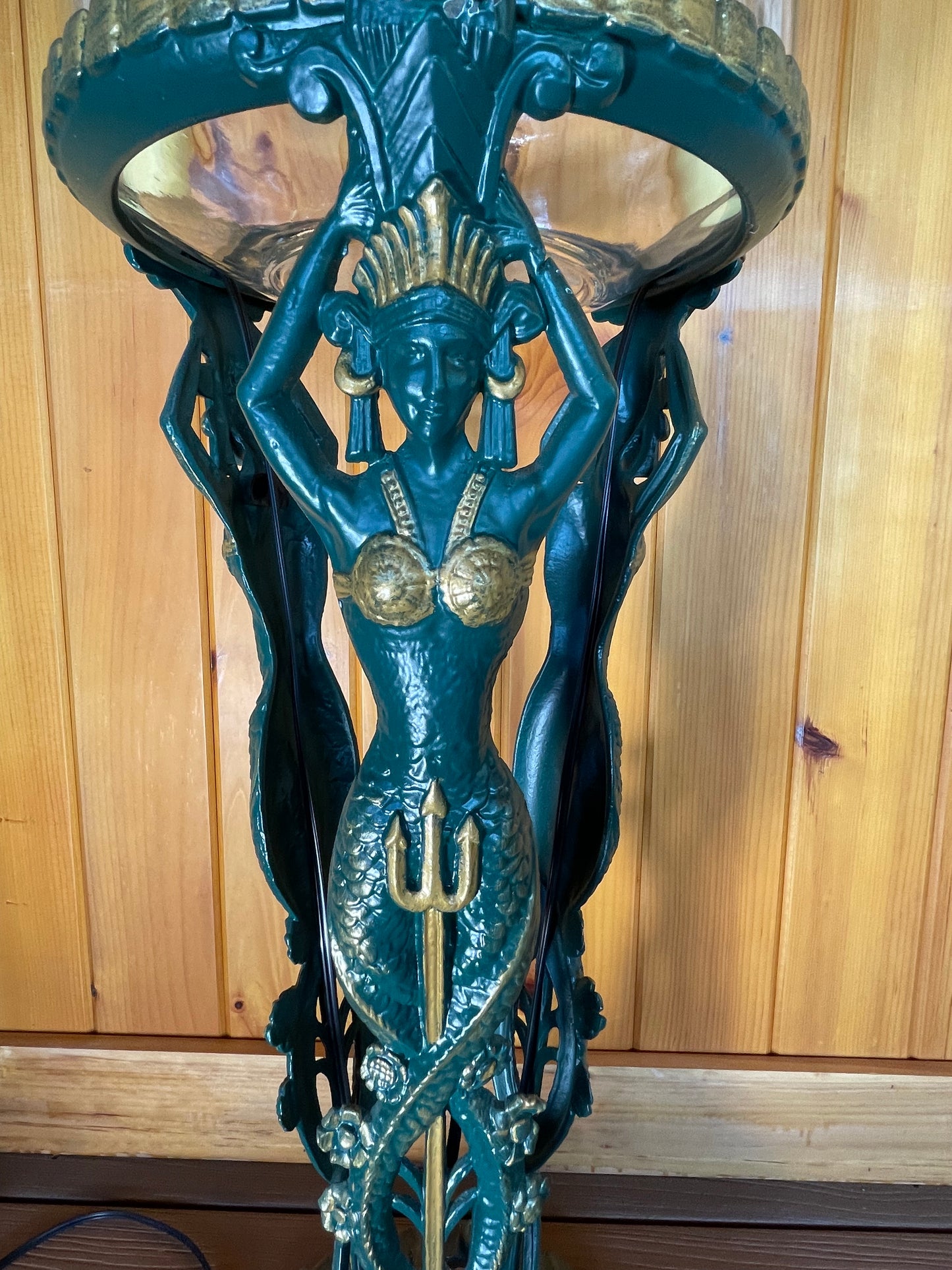 1920's Mermaid Fishbowl Lamp Stand