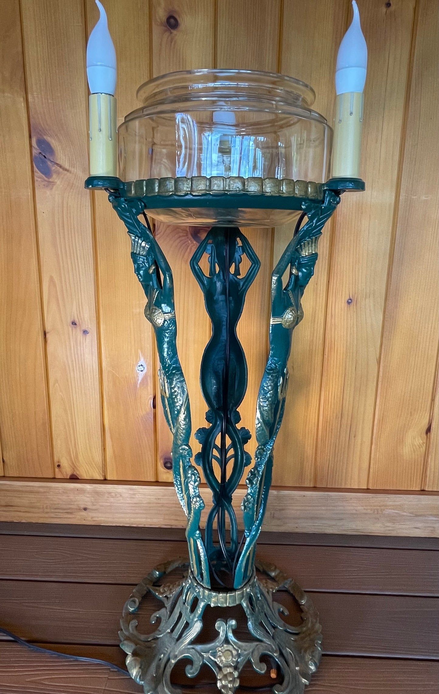 1920's Mermaid Fishbowl Lamp Stand