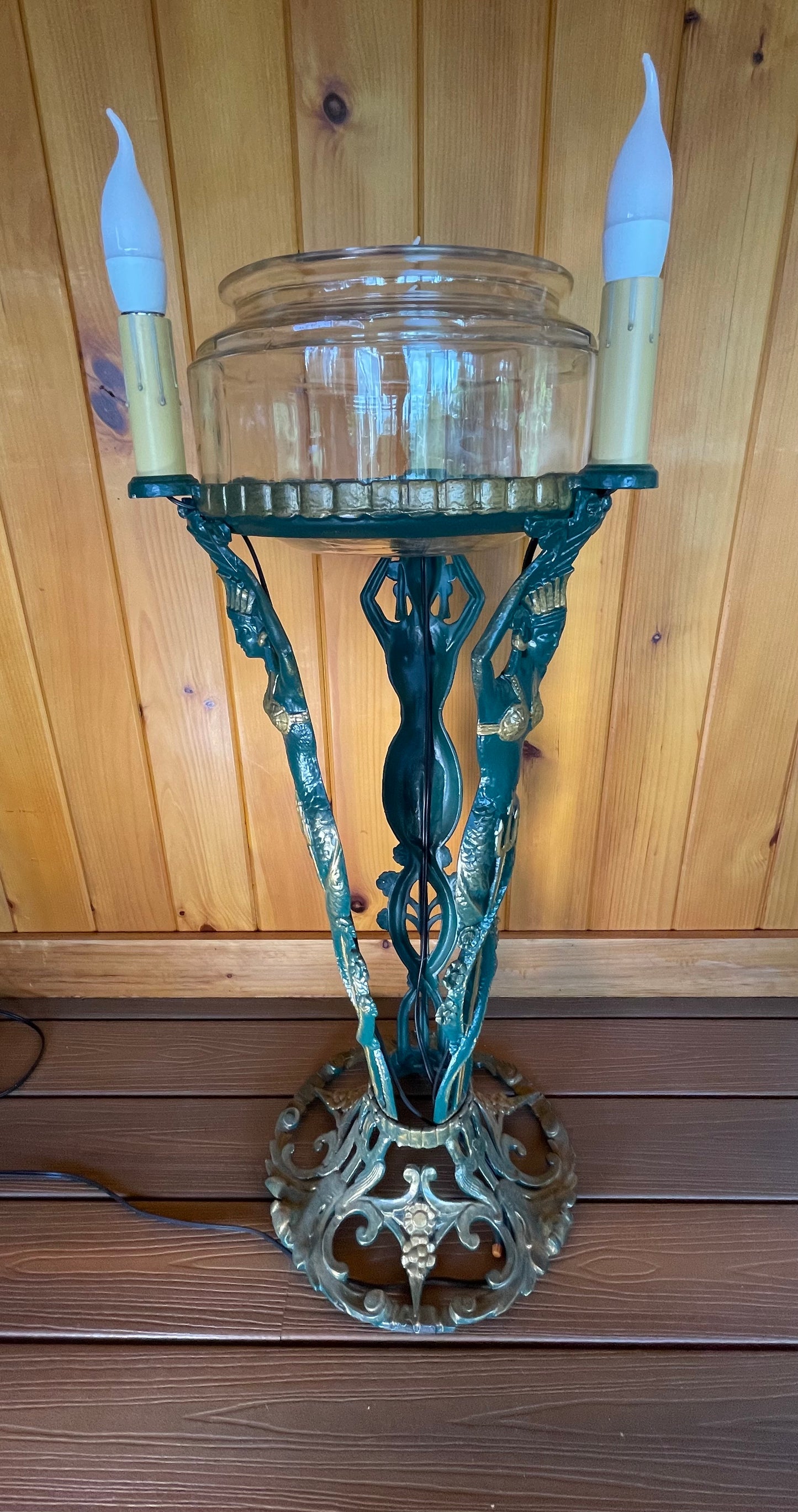 1920's Mermaid Fishbowl Lamp Stand