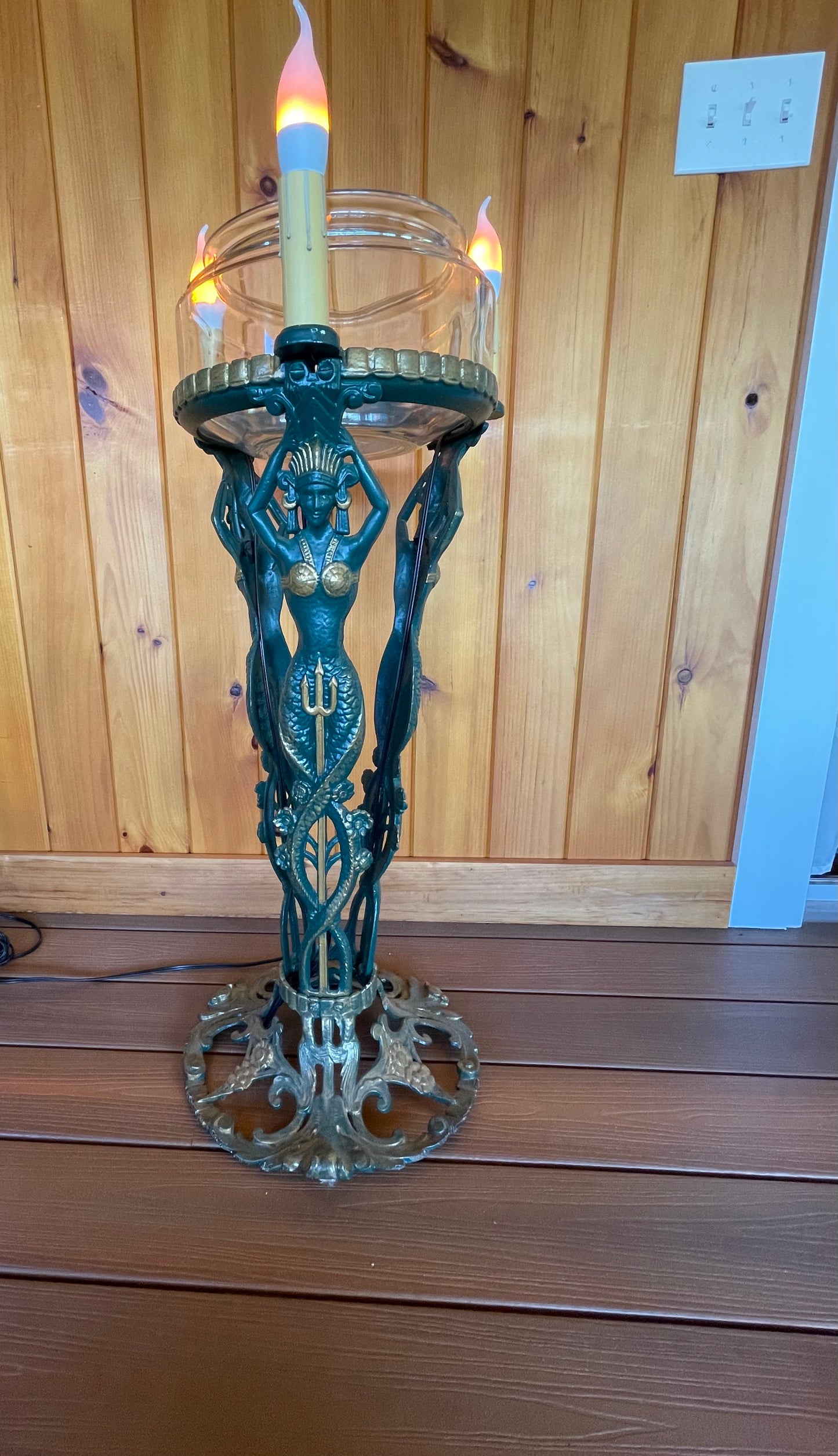 1920's Mermaid Fishbowl Lamp Stand