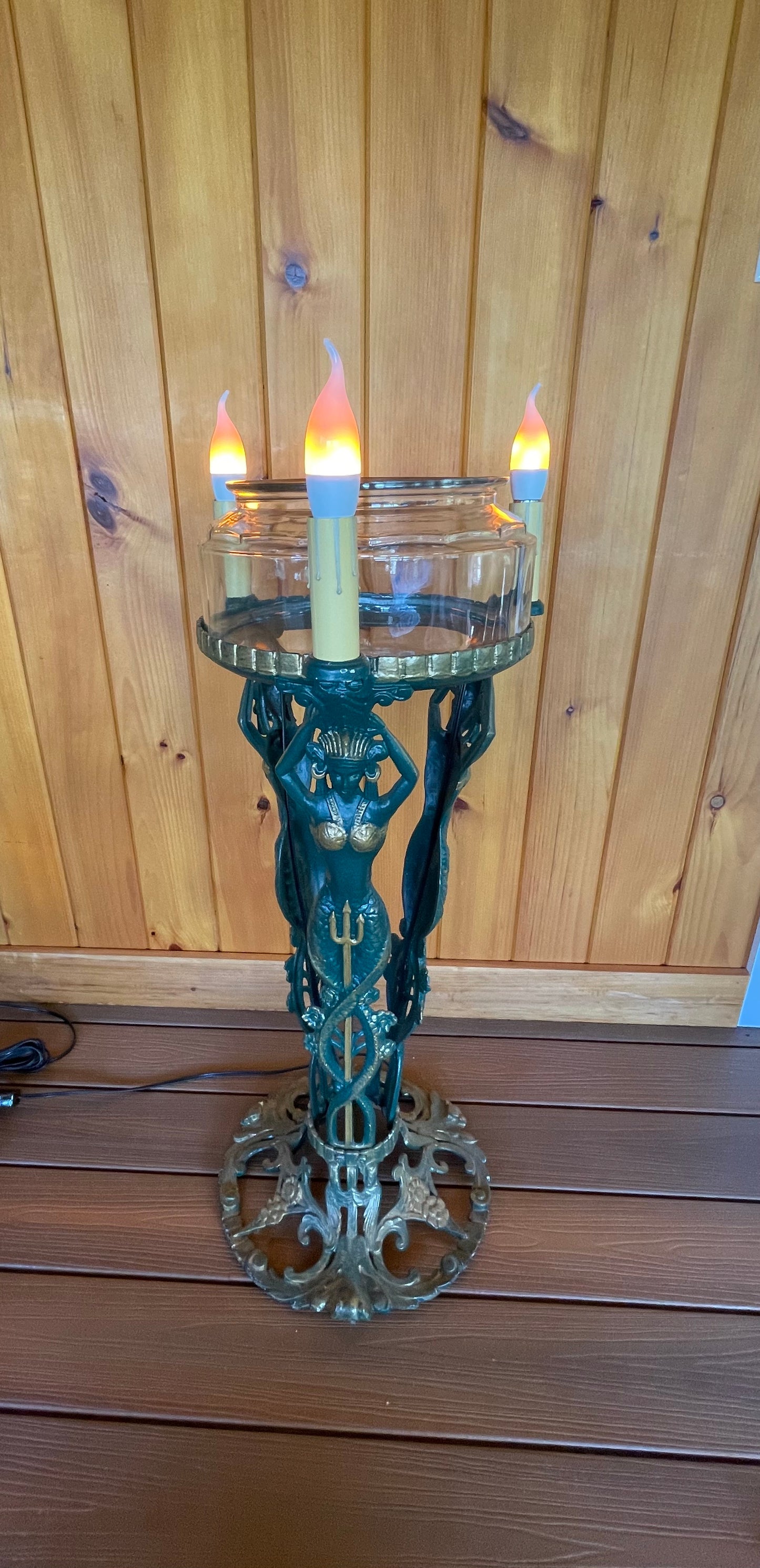 1920's Mermaid Fishbowl Lamp Stand