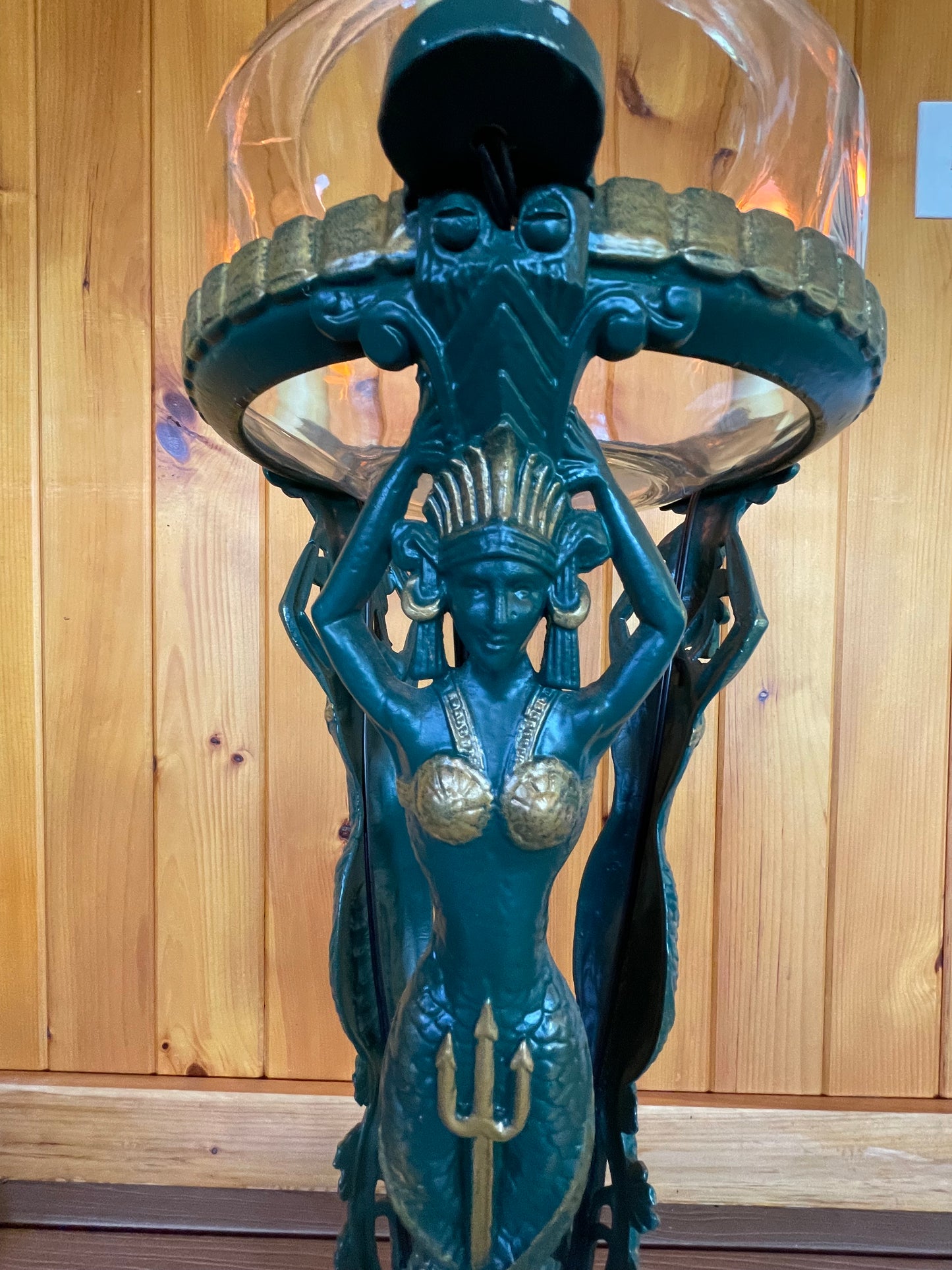 1920's Mermaid Fishbowl Lamp Stand