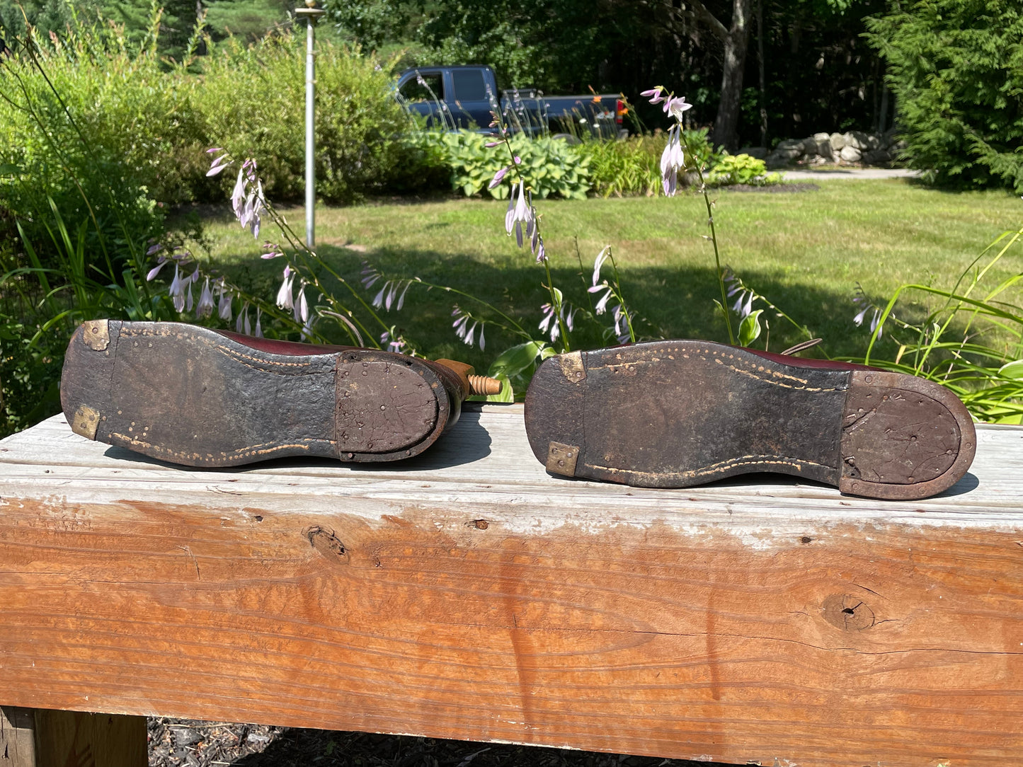 1920s Leather Hobnail Ski Boots with Original Stretchers