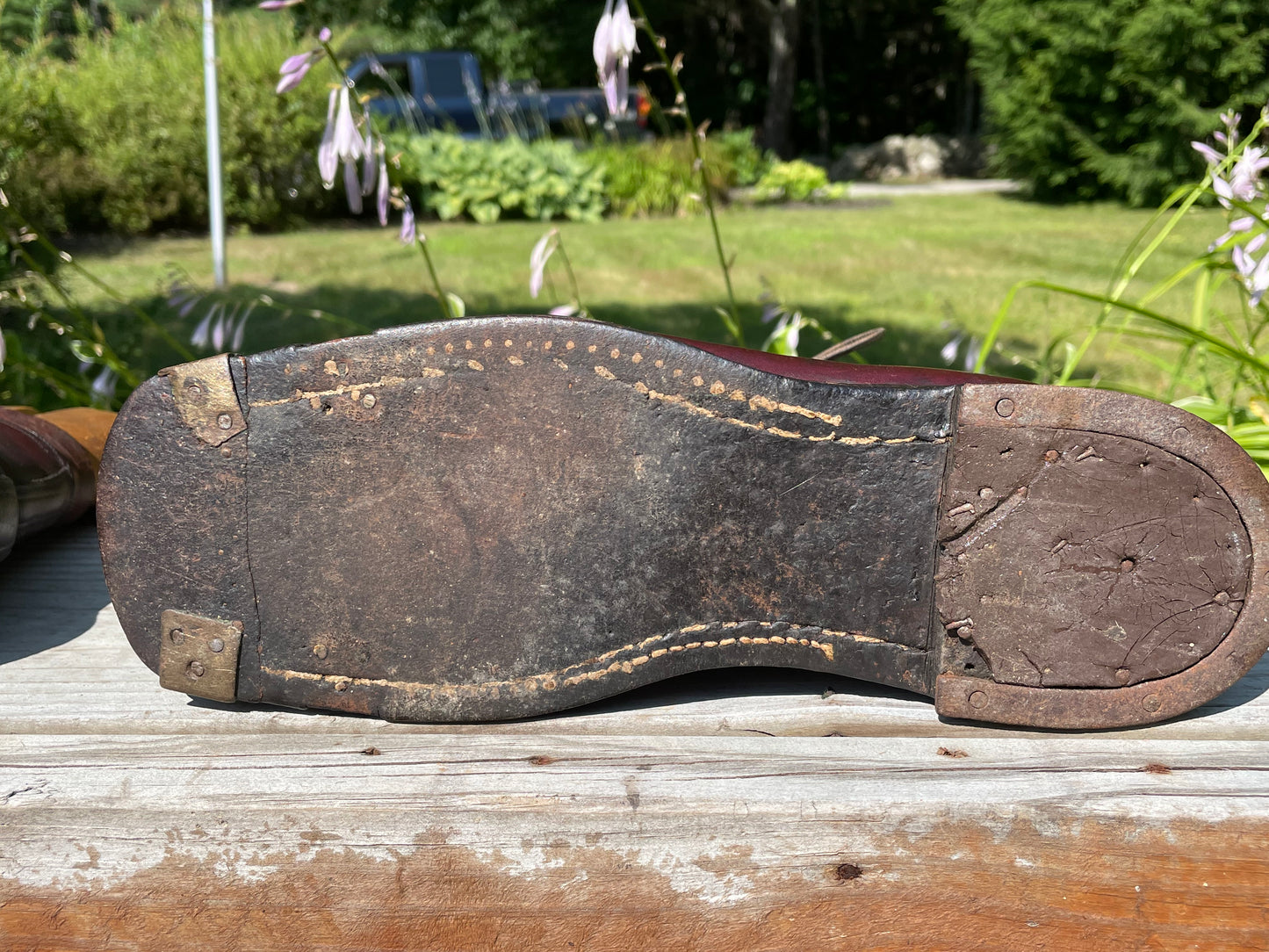 1920s Leather Hobnail Ski Boots with Original Stretchers