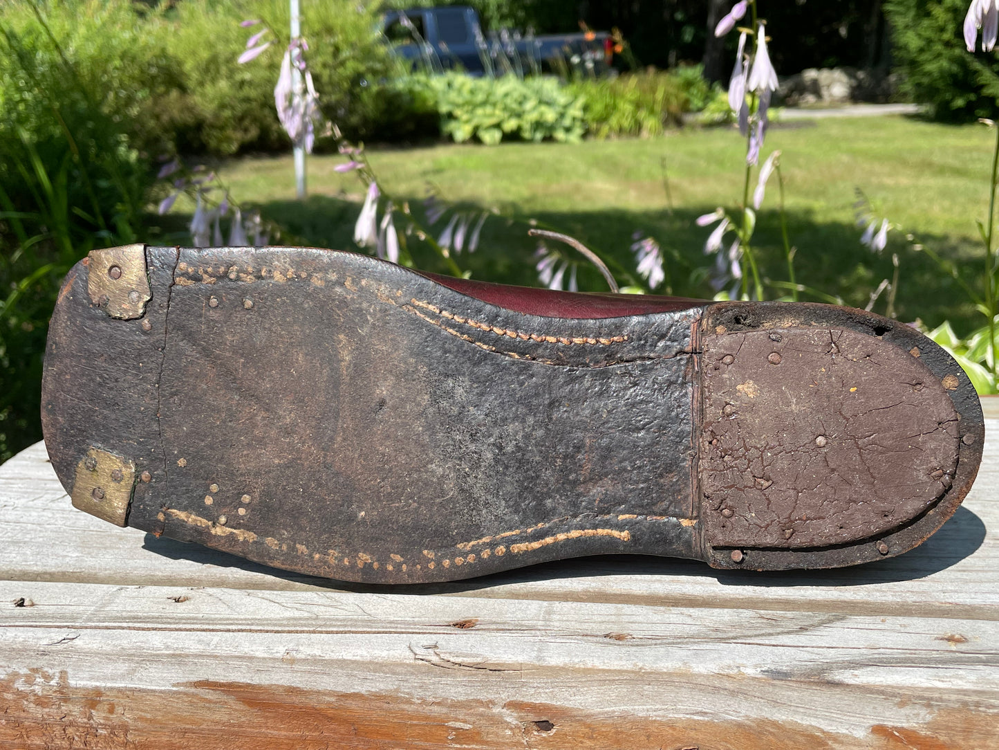 1920s Leather Hobnail Ski Boots with Original Stretchers