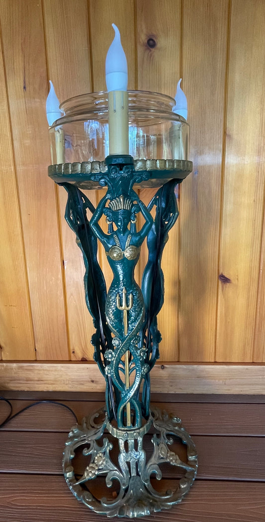 1920's Mermaid Fishbowl Lamp Stand