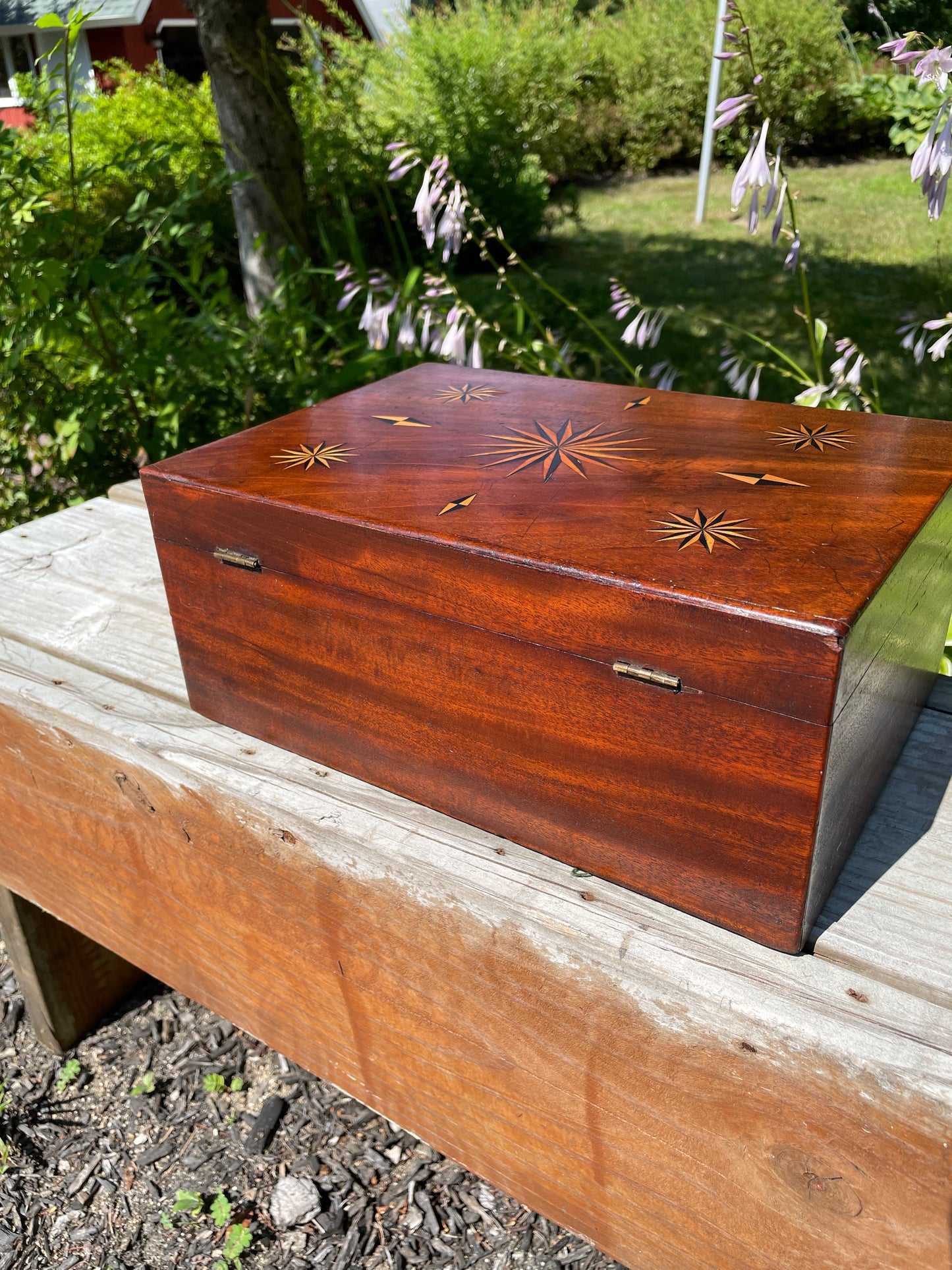 Early 1900s Inlaid Sailors Money and Jewlery Box