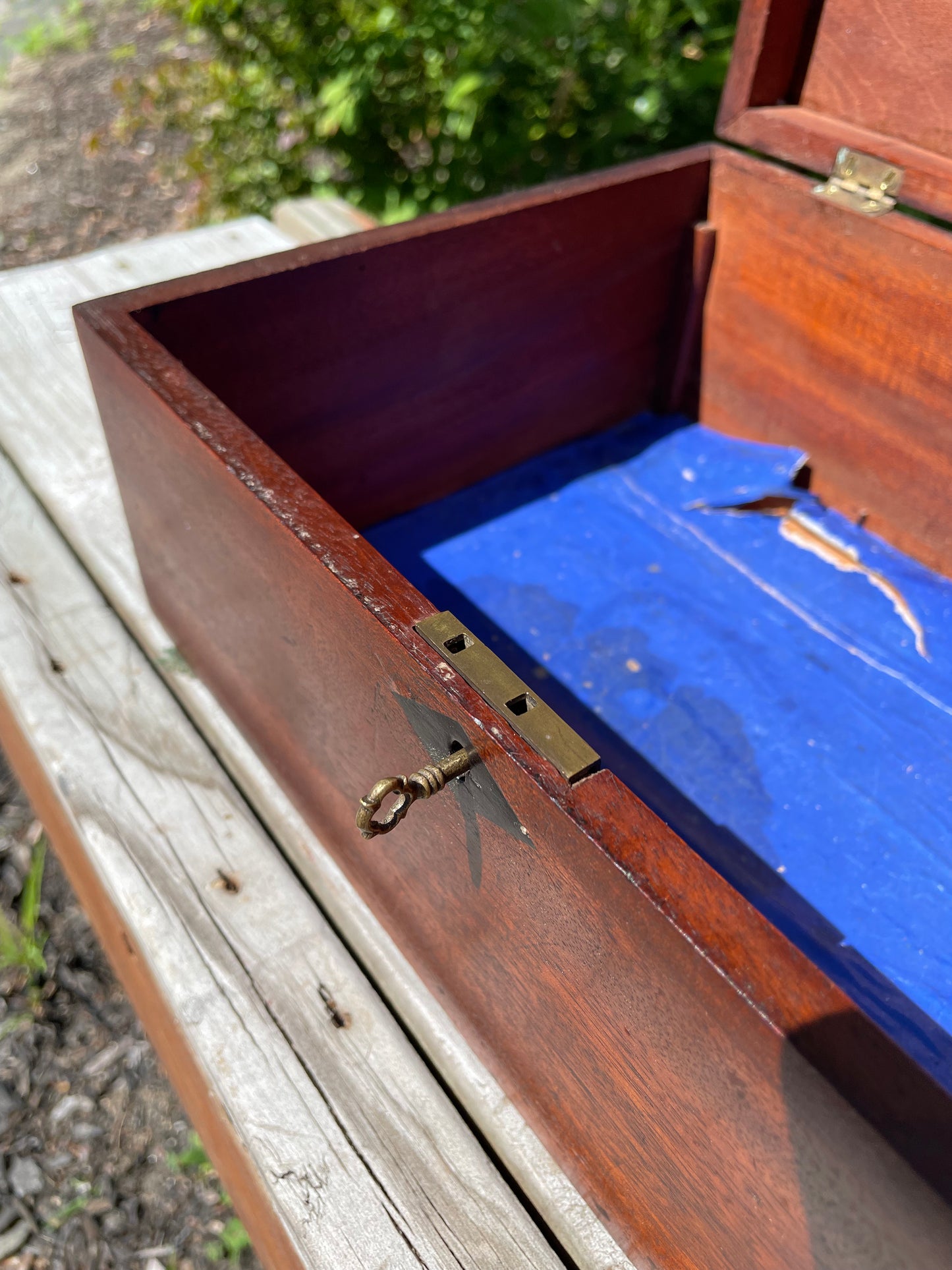 Early 1900s Inlaid Sailors Money and Jewlery Box